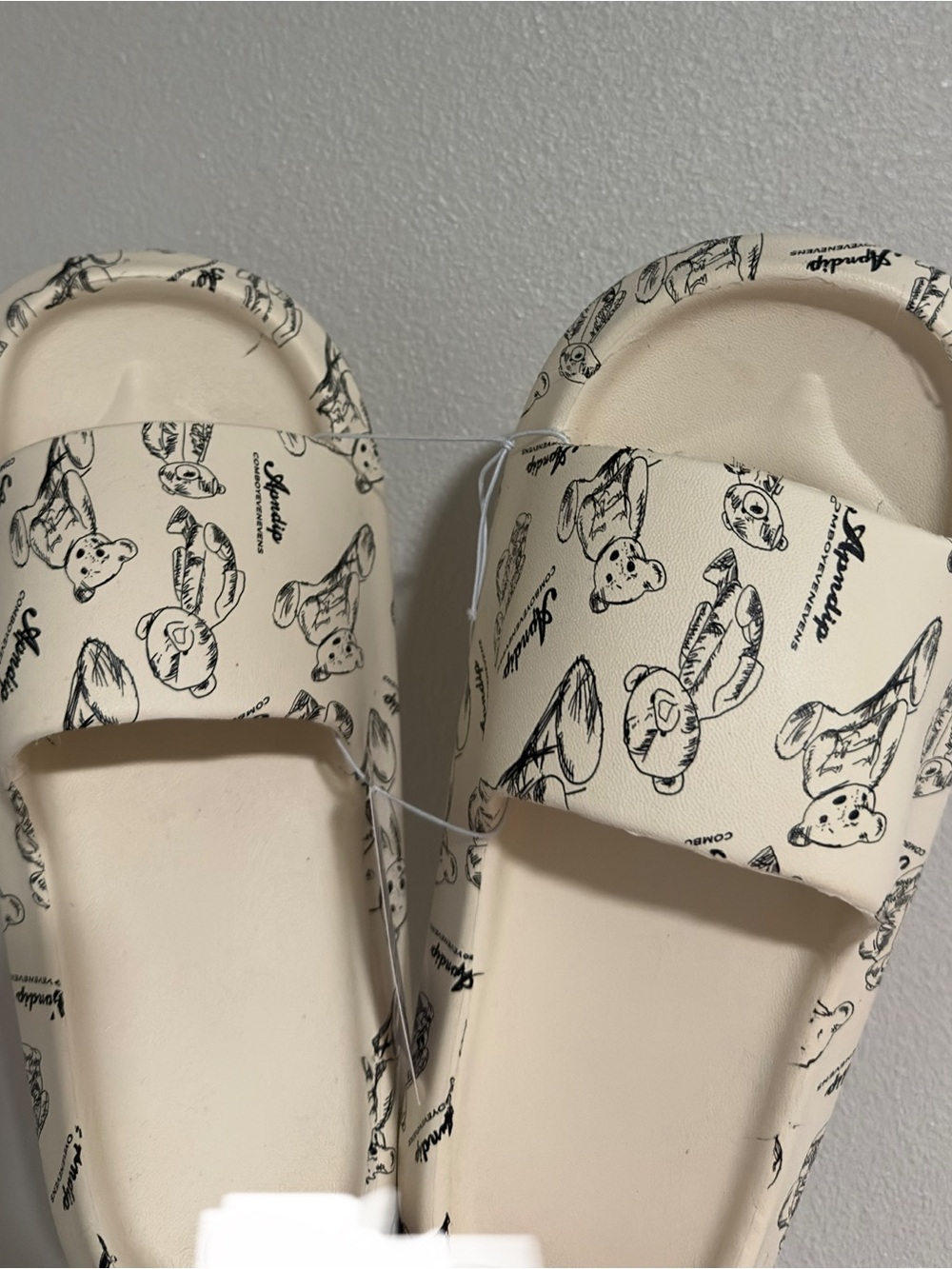 Teddy Bear Pattern EVA Home Slippers (Cream) - US Men’s 8 / EU 40-41